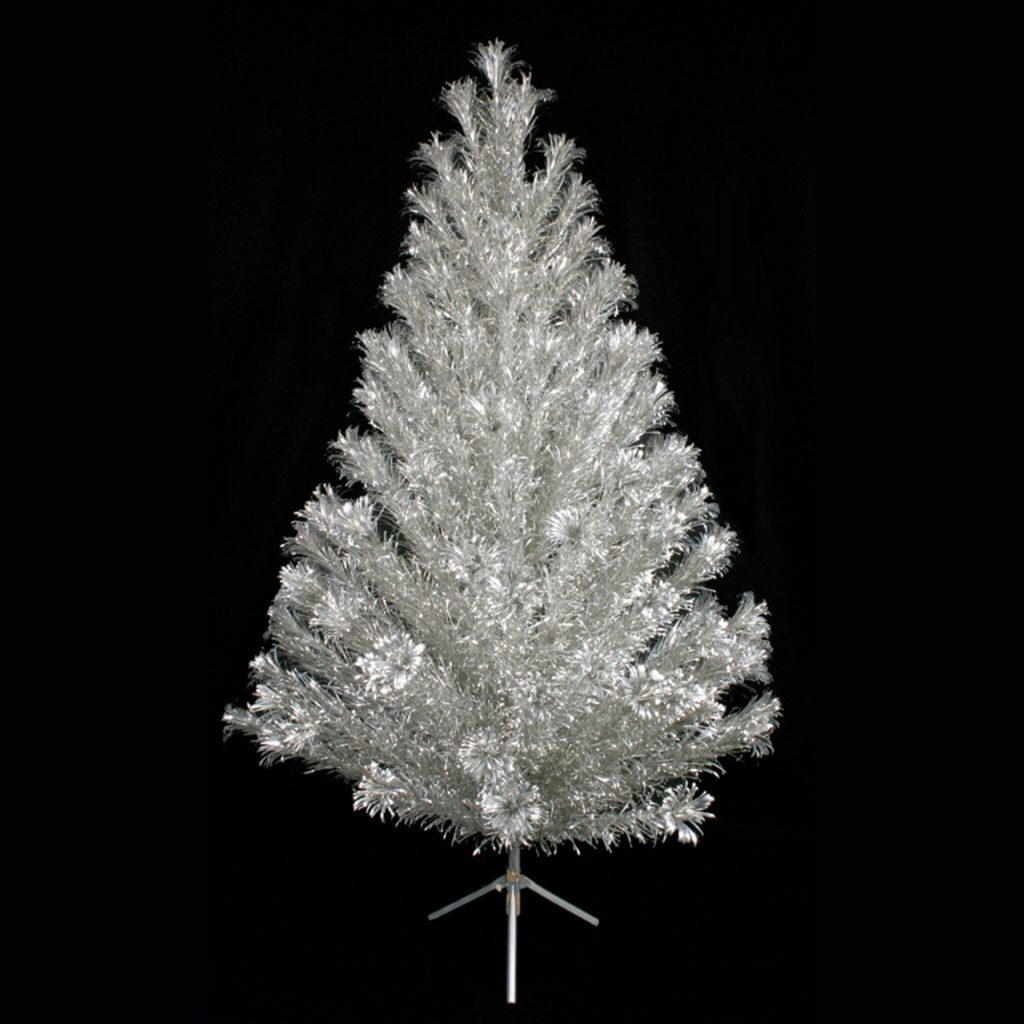Evergleam aluminum Christmas tree, mid-1960s Seven-foot silver Tru-Taper Throughout the 1960s, other manufacturers began to produce aluminum trees. Aluminum Specialty responded to this competition by producing a line of high-quality trees including the Evergleam Tru-Taper, which boasted many branches of varying sizes that produced a lush appearance. WHS Museum #2005.168.1.1A-EL